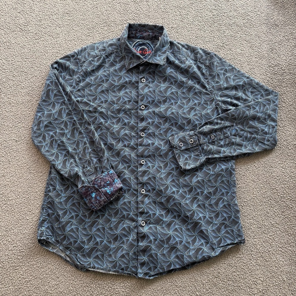 Robert Graham Blue Abstract Classic Fit Long Sleeve Shirt Flip Cuff Men's Large